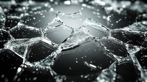 ひび割れたガラス破片が織りなす繊細な模様