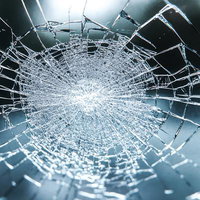 割れたガラスの繊細な線が放射状に広がる破片の写真