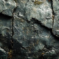 長い年月を経て風化した岩石の表面に苔が生えるの写真