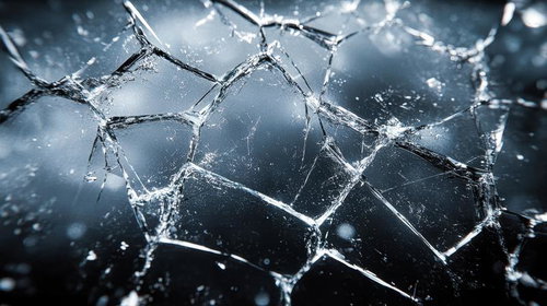 砕けたクラッシュガラスの輝きと光の反射、ひび割れテクスチャー