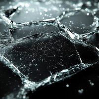 割れたガラスの冷たい質感と繊細なラインが光るの写真