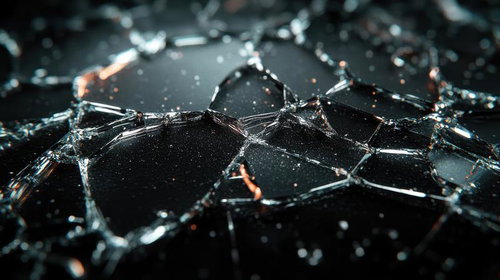 黒い背景に散らばる割れたガラスの破片