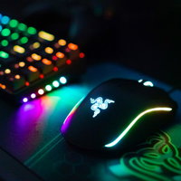RGB光るゲーミングマウスとキーボード（レイザー）の写真