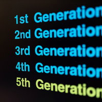 1G～5G世代移動通信システムの進化を表示した画面の写真