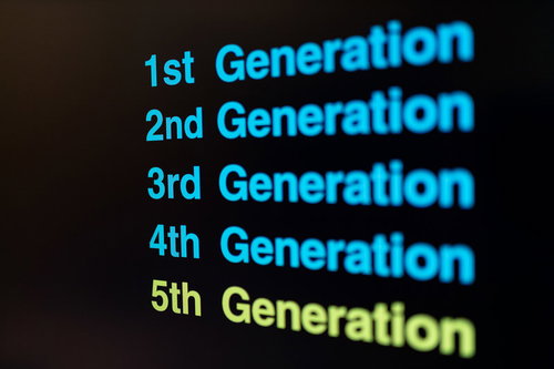 1G～5G世代移動通信システムの進化を表示した画面