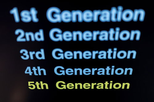 第1世代から第5世代までの移動通信システムの進化