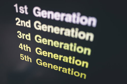 1G～5Gまでの無線通信システムの進化段階