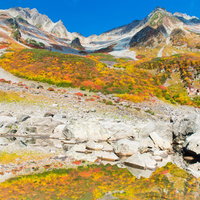 雪に覆われた合掌造りの古民家の写真
