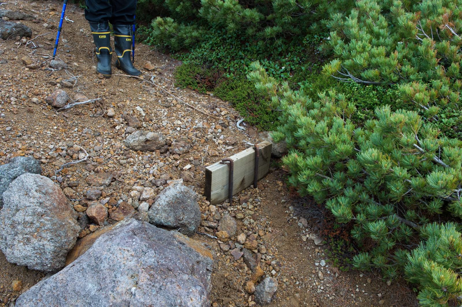 乗鞍新登山道の岩が点在する階段