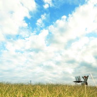 本日の改修作業を終え草原でリフレッシュするITワーカーの写真