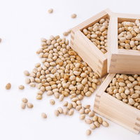 節分の豆が溢れる木製の枡の写真