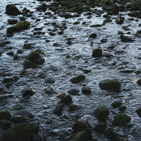 不気味な予感がする浅瀬の岩場 - 海岸の岩と波の風景の写真