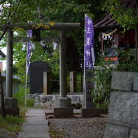 玉前神社境内にある三峰神社の石鳥居と石灯籠（千葉県一宮町）の写真