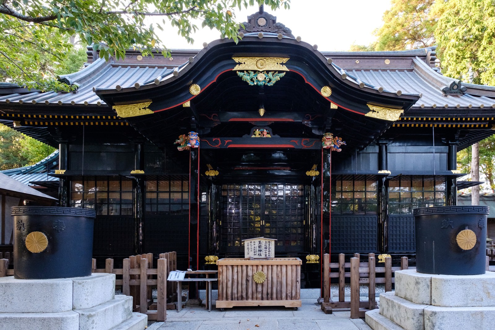 千葉県一宮町にある玉前神社の伝統的な建築様式の本殿
