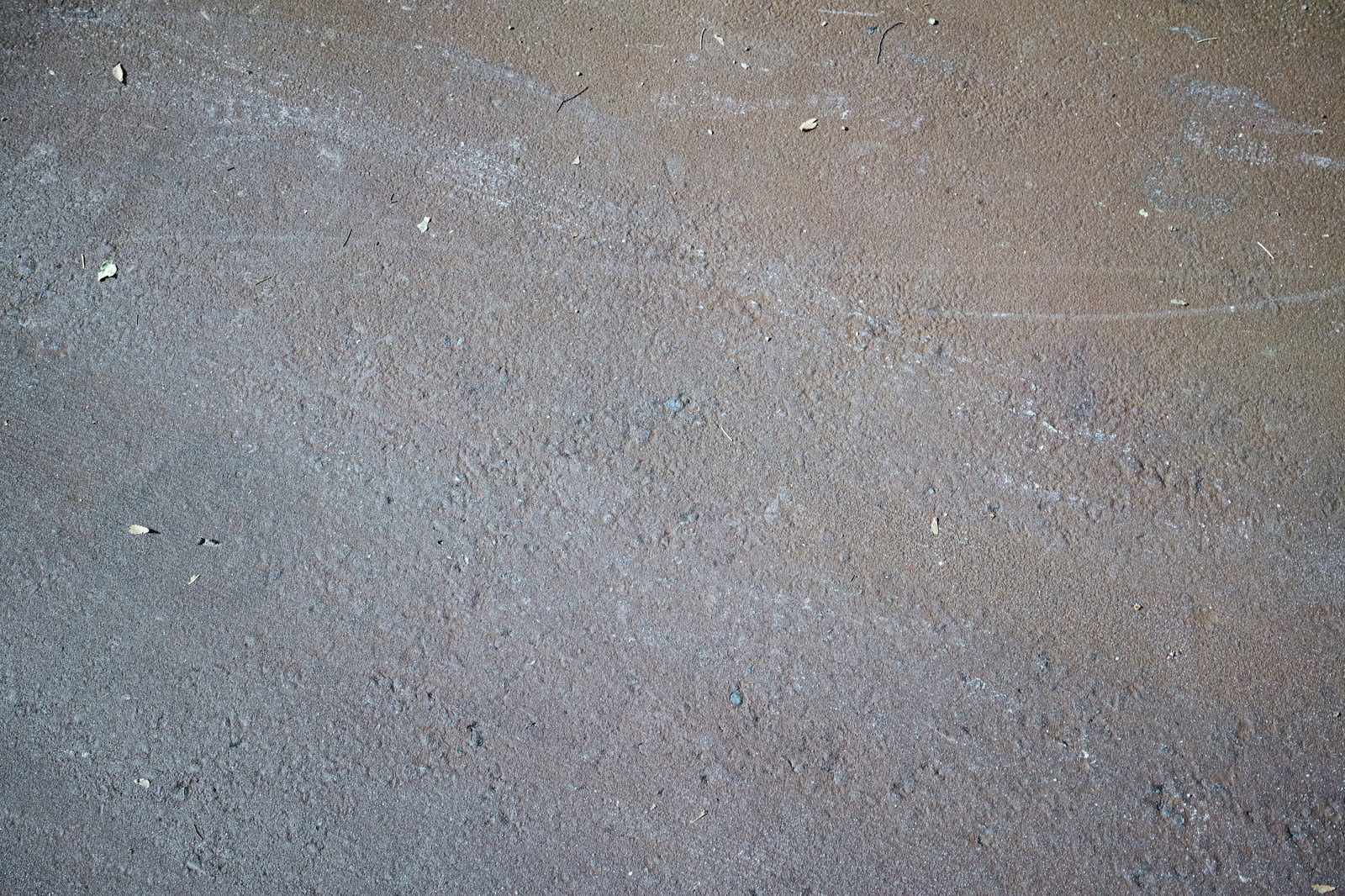 引きずった跡が残るグレーのアスファルト舗装面