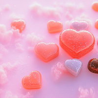 ほわほわ雲の中で輝くバレンタインハート〜ロマンチックな恋愛の写真