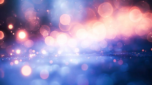 無数の光源が煌めく夢幻的な背景　ピンク紫青のグラデーション玉ボケ