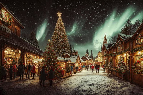 オーロラの見えるサンタクロースの街