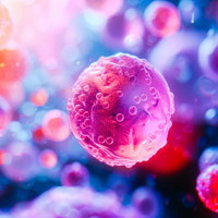 浮遊するウイルス病原体のCGの写真