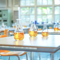 ガラス瓶が並ぶ研究実験室の写真