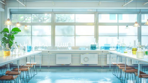 自然光に照らされる実験室