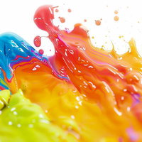 カラフルな絵の具とインクが流れ落ちる色彩表現の写真