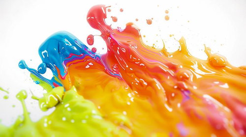カラフルな絵の具とインクが流れ落ちる色彩表現
