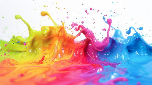 色彩豊かなペンキの滑らかな流れと球体の軌跡