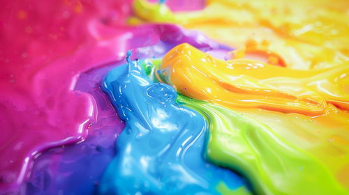 色彩豊かなペイント塗料の流動とグラデーション表現