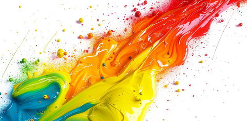 色彩が流れ混ざる絵の具とペイント、液体の有機的な波模様