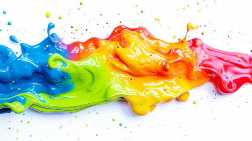 混ざり合うカラーインクと浮遊する光の粒の色彩