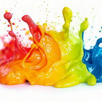 虹色のペンキがダイナミックに混ざり合う様子の写真