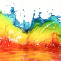 カラフルな塗料が飛び散る流動アートの瞬間の写真