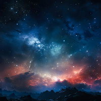星雲が輝く宇宙に浮かぶ荒れ果てた惑星と銀河系のAI画像