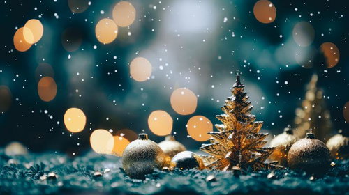 ホワイト・クリスマスの玉ボケに包まれたオーナメント