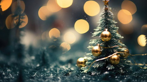 金色のオーナメントが輝くクリスマスの季節