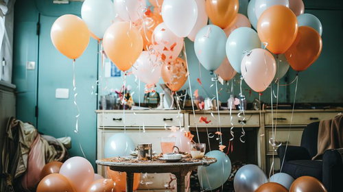 カラフルなバルーンで彩るパーティー装飾|誕生日やお祝いイベント向け