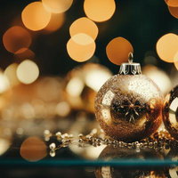 クリスマスにペアのオーナメントを輝かせるイルミネーションの写真