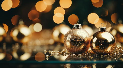 クリスマスにペアのオーナメントを輝かせるイルミネーション