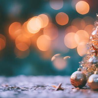 イルミネーションとオーナメントで創るクリスマスツリーの冬の写真