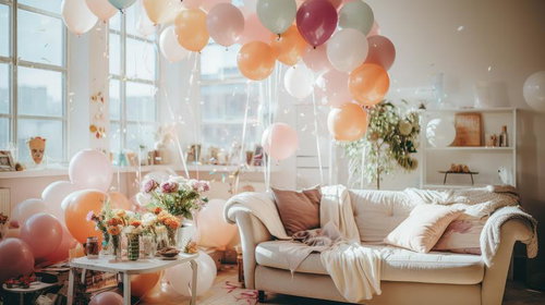 バルーンで彩るリビングのホームパーティー装飾
