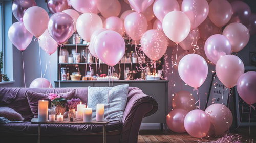 ピンクのバルーンで彩るバースデイパーティー装飾