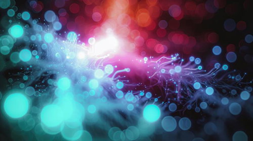 光の中から生命らしい何かが誕生する瞬間、エネルギーが放射状に拡散