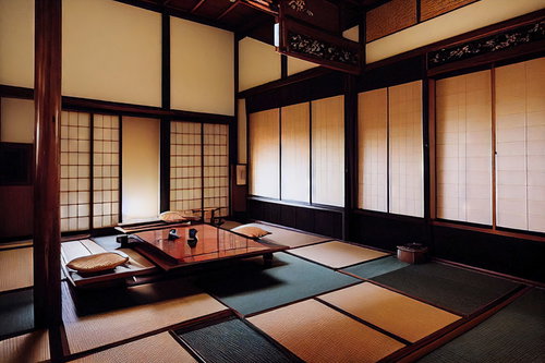 障子に囲まれた和室の座敷