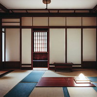 古民家をリノベーションした畳敷きの和室空間の写真
