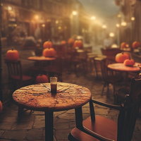 ジャックランタンで埋め尽くされたハロウィンカフェの店内の写真