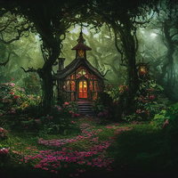 魔女の住む樹海の家～深い森の奥に灯る温かい光の小屋~の写真