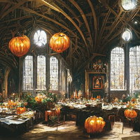ハロウィン晩餐会の大広間の写真