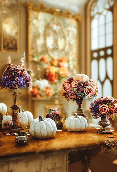 かぼちゃとテーブルフラワーで装う秋のハロウィンデコレーション