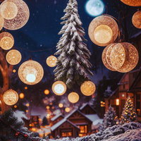 ライトアップのボケとクリスマスツリーの夜景の写真